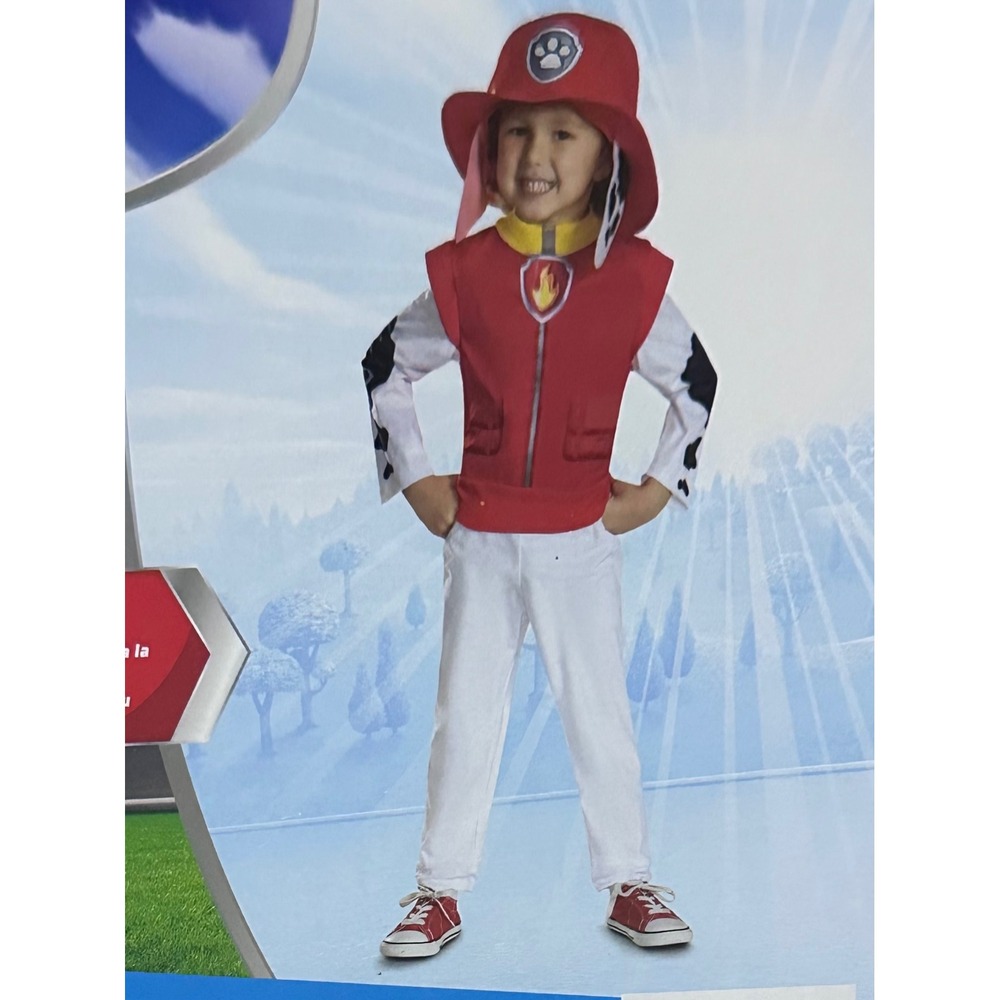 Paw Patrol Marshall Halloween Costume Boys Small 6/7 Jumpsuit & Headpiece  NWT